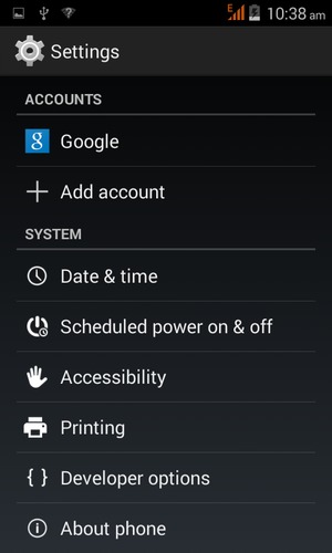 Scroll to and select About phone