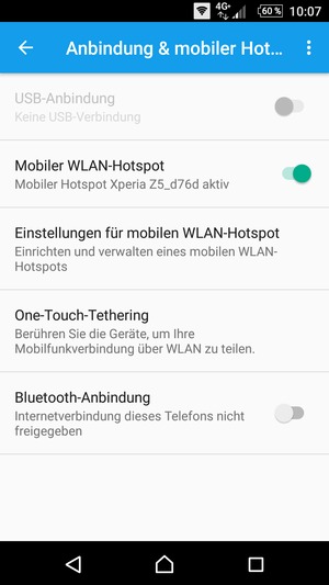 Ihr Handy ist jetzt für die Verwendung als Modem eingerichtet