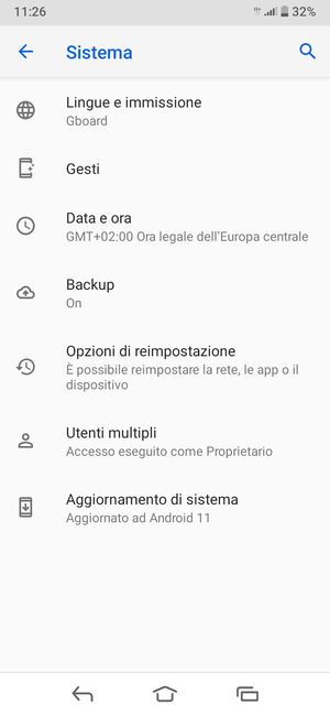 Seleziona Aggiornamento di sistema