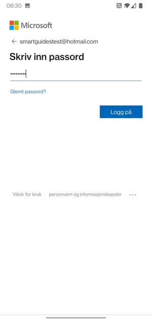 Skriv inn passord og velg Logg på