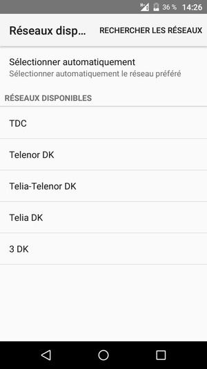 Sélectionnez un opérateur réseau dans la liste
