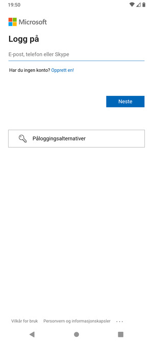 Skriv inn e-postadresse og velg Neste