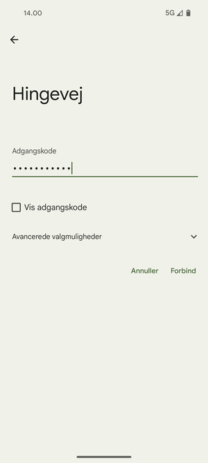Indtast Wi-Fi adgangskoden og vælg Forbind