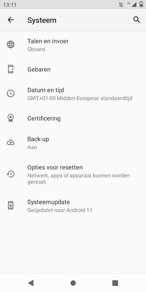 Selecteer Back-up