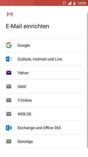 Wählen Sie Google