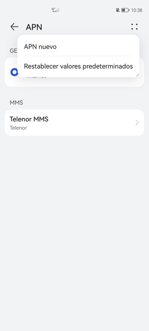 Seleccione Restablecer valores predeterminados