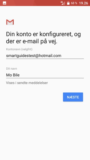 Giv din konto et navn og indtast dit navn. Vælg NÆSTE