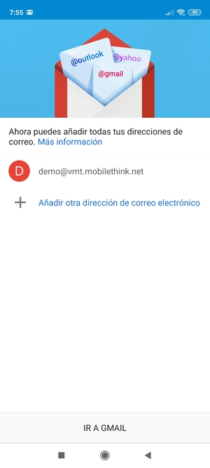 Seleccione IR A GMAIL