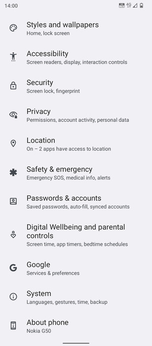 Scroll to and select System