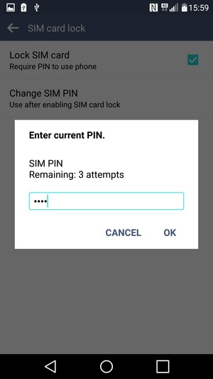 Enter your Current SIM PIN and select OK