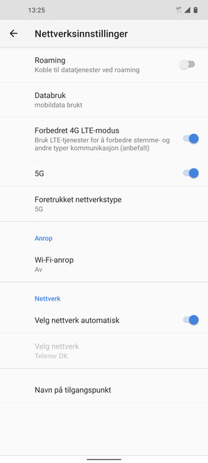 Velg Foretrukket nettverkstype