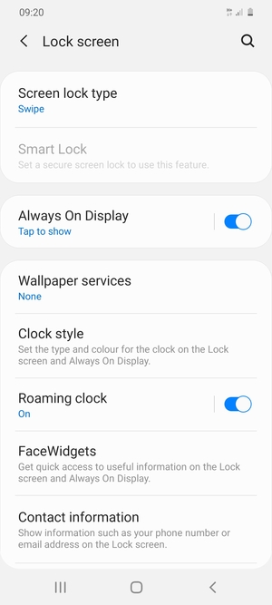 Select Screen lock type