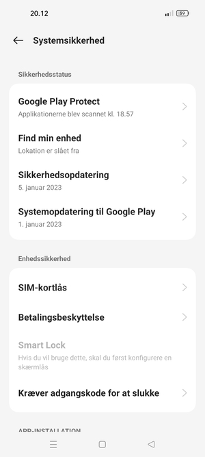 Vælg SIM-kortlås