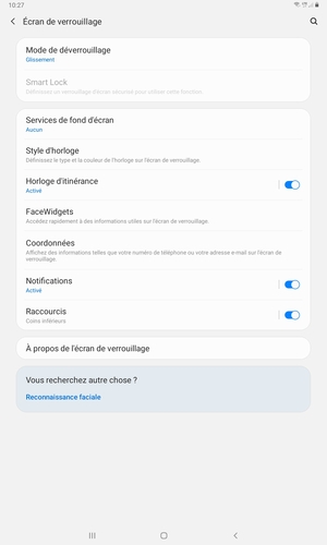 Sélectionnez Mode de déverouillage