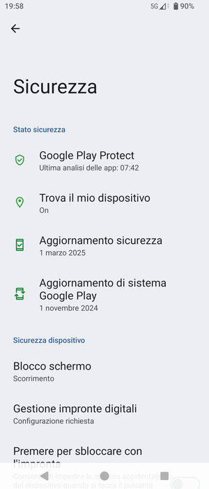 Seleziona Blocco schermo
