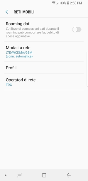 Seleziona Modalità rete