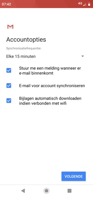 Selecteer VOLGENDE