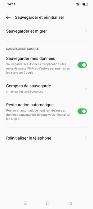 Sélectionnez Comptes de sauvegarde