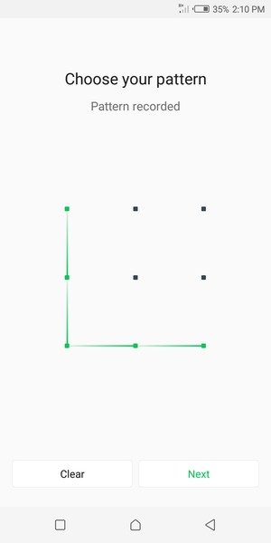 Draw an unlock pattern and select Next