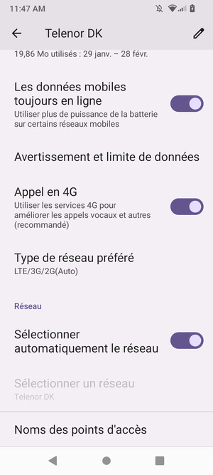 Faites défiler et sélectionnez Noms des points d'accès