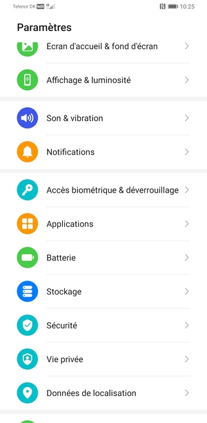 Faites défiler et sélectionnez Sécurité