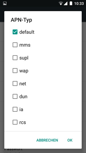 Aktivieren Sie das Kontrollkästchen default und wählen Sie OK
