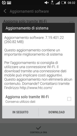 Se il tuo telefono non è aggiornato, seleziona DOWNLOAD