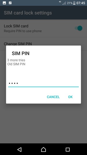 Enter your Old SIM PIN and select OK