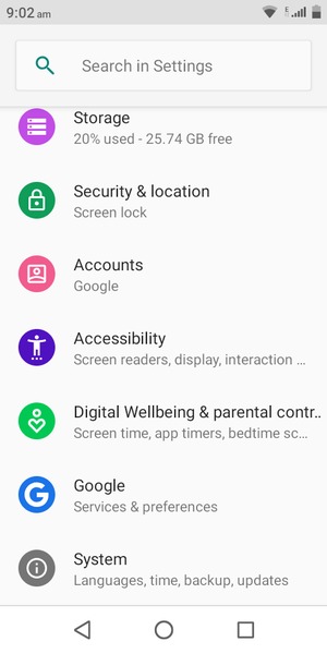 Scroll to and select System