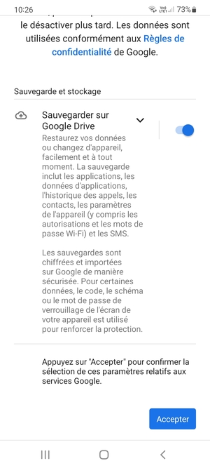 Sélectionnez Accepter