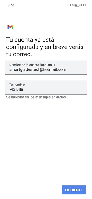 Déle a su cuenta un nombre e introduzca su nombre. Seleccione SIGUIENTE