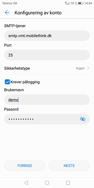 Skriv inn utgående serveradresse