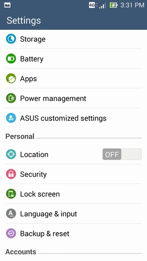 To change the PIN for the SIM card, return to the Settings menu and select Security