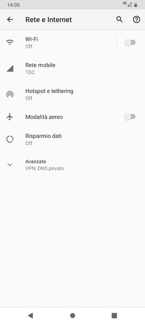 Seleziona Rete mobile