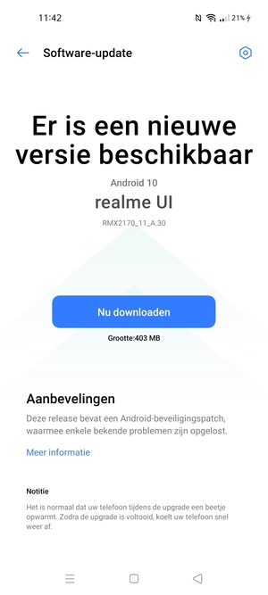 Als uw telefoon niet up-to-date is, volgt u de instructies op het scherm.