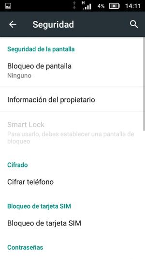 Seleccione Bloqueo de pantalla