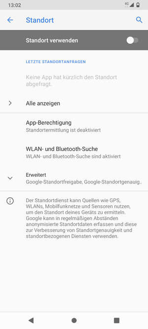 Schalten Sie Standort verwenden aus