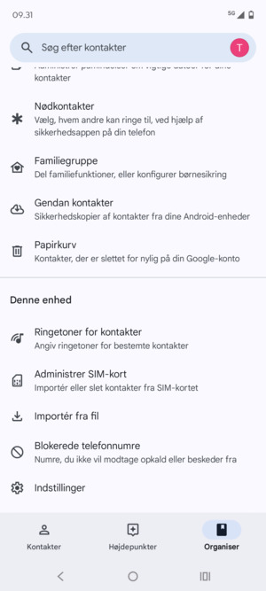 Scroll til og vælg Administrér SIM-kort