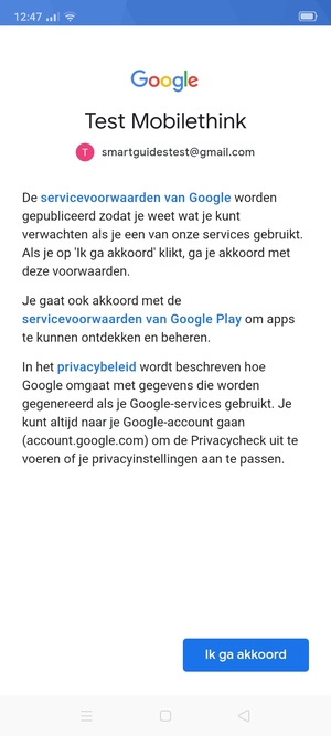 Selecteer Ik ga akkoord