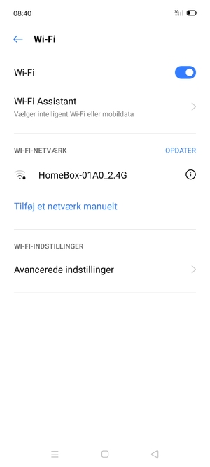 Vælg det trådløse netværk, du ønsker at oprette forbindelse til