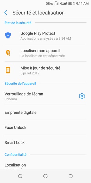 Votre téléphone est maintenant sécurisé par un écran de verrouillage