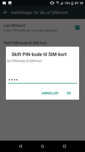 Indtast din Nye PIN-kode til SIM-kort og vælg OK