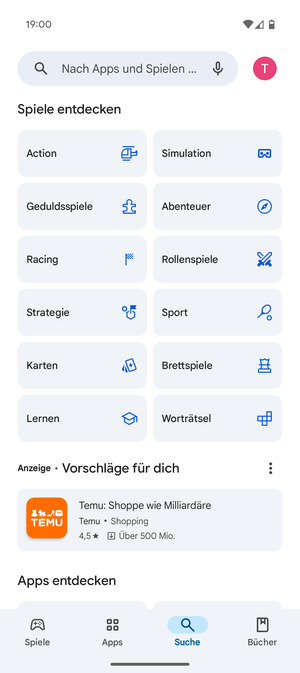 Wählen Sie die Suchleiste