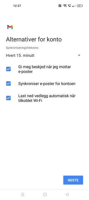 Velg NESTE