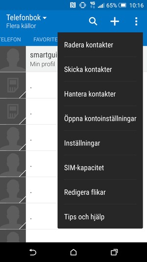 Välj Hantera kontakter