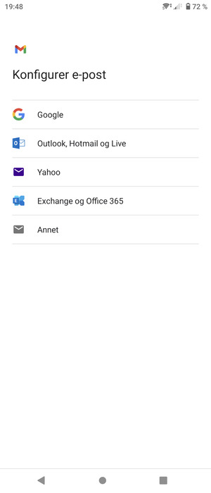 Velg Exchange og Office 365