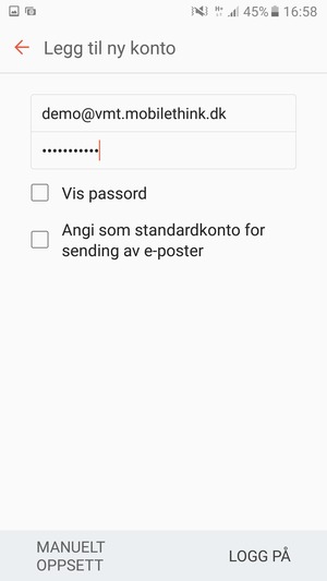 Skriv inn e-postadresse og passord. Velg LOGG PÅ