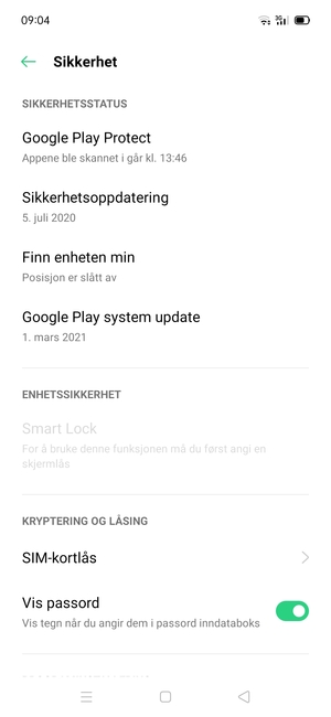 Bla til og velg SIM-kortlås
