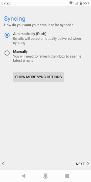 Select your preferred option and select NEXT