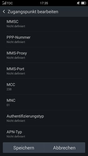 Scrollen Sie nach unten und geben Sie MMS-Informationen ein